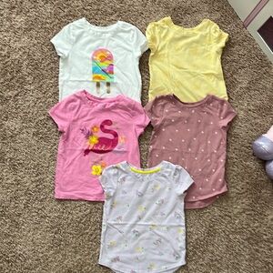 Gently worn- size 5T- girls cat and jack short sleeve shirt bundle!
